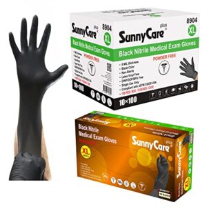 5.0 mil sunnycare #8904 black nitrile medical exam gloves powder free size: x-large 1000pcs/case ;100pcs/box;10boxes/case