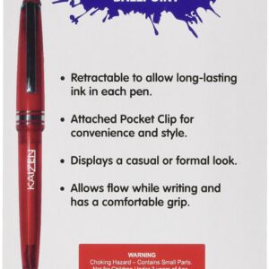 Kole Imports Retractable Black Ball Point Pens Set (HG394)