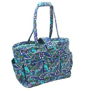 Floral Needle Bag Knitting Bag Yarn Storage Tote (Blue)