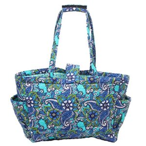 Floral Needle Bag Knitting Bag Yarn Storage Tote (Blue)