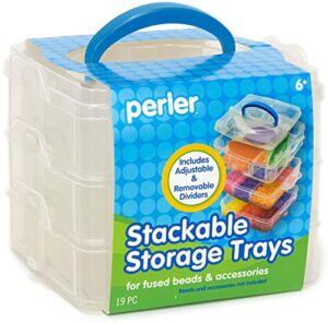 perler bead large organizer stackable storage container bead trays, 3pc.