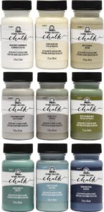 folkart home decor ultra matte chalk finish acrylic craft paint set formulated for no-prep application designed for beginners and artists, 2 oz bottles, top colors, 2 fl oz (pack of 9)
