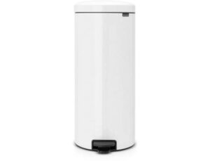 brabantia new icon step trash can (8 gal / white) soft closing kitchen garbage/recycling can with removable bucket