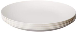 coza design- durable plastic plate set- bpa free- set of 6 (white)