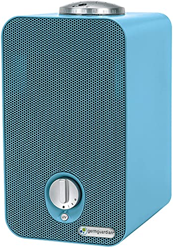 Germ Guardian AC4150BLCA 11” 4-in-1 HEPA Filter Air Purifier for Home & Kids Room, Small Rooms, Night Light Projector, UV-C, Filters Allergies, Dust, Dander, & Odor, GermGuardian, Blue