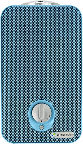 Germ Guardian AC4150BLCA 11” 4-in-1 HEPA Filter Air Purifier for Home & Kids Room, Small Rooms, Night Light Projector, UV-C, Filters Allergies, Dust, Dander, & Odor, GermGuardian, Blue