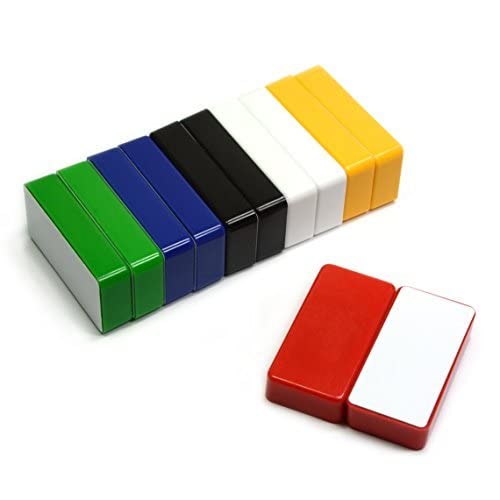 CMS Magnetics - (12-Pack Dominos Multi-Color) Colorful Super Strong Ceramic Domino Magnets for Dry Erase Whiteboards, Bulletins, Refrigerator, Office, Kitchen, School, Classroom