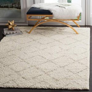 SAFAVIEH Arizona Shag Collection Area Rug - 6'7" x 9'2", Ivory & Beige, Moroccan Design, Non-Shedding & Easy Care, 1.6-inch Thick Ideal for High Traffic Areas in Living Room, Bedroom (ASG743A)