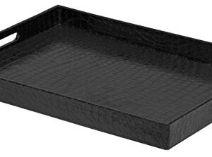 Home Basics Attractive & Elegant with Handles Serving Tray, 18" x 13" x 2" (Black)