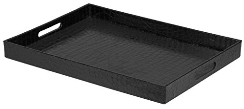 Home Basics Attractive & Elegant with Handles Serving Tray, 18" x 13" x 2" (Black)