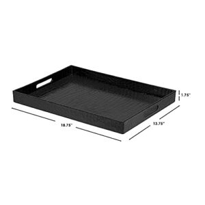 Home Basics Attractive & Elegant with Handles Serving Tray, 18" x 13" x 2" (Black)