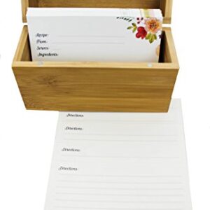 The Splendid Chef Recipe Set | Sturdy Bamboo Recipe Box with 20 Dividers and 100, 4x6 Recipe Cards