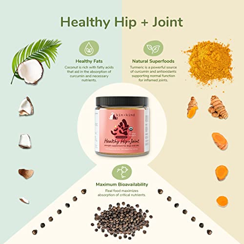 kin+kind Organic Hip & Joint Supplement for Dogs & Cats - Vet Formulated with Turmeric, Black Pepper & Coconut - Natural Supplement for Dog & Cat Joint Support & Health - Made in USA