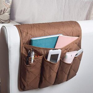 mdstop 5 pockets remote control holder, magazine rack, space saver organizer, draped over sofa, couch, recliner armrest(coffee)