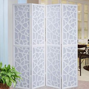 Roundhill Furniture Giyano 4 Panel Screen Room Divider, White