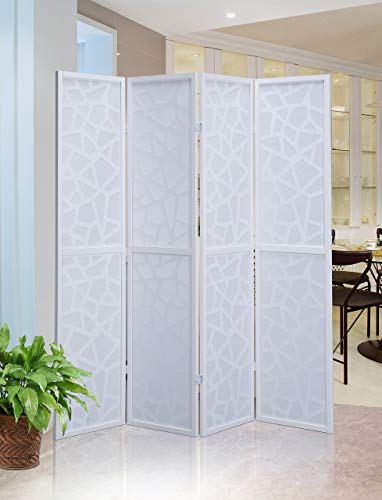 Roundhill Furniture Giyano 4 Panel Screen Room Divider, White