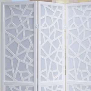 Roundhill Furniture Giyano 4 Panel Screen Room Divider, White