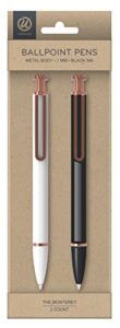 u brands 'the monterey' retractable ballpoint pen, black and white, black ink, 2-pack