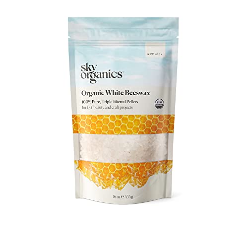 Sky Organics Organic White Beeswax Pellets, 100% Pure USDA Certified Organic for DIY & Craft Projects, 16 Oz