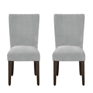 HomePop Parsons Classic Upholstered Accent Dining Chair, Set of 2, 19"D x 23.5"W x 38"H, Gray Velvet