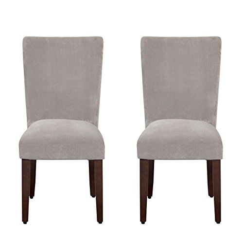 HomePop Parsons Classic Upholstered Accent Dining Chair, Set of 2, 19"D x 23.5"W x 38"H, Gray Velvet