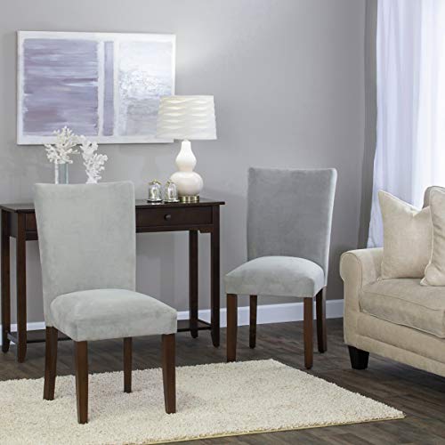 HomePop Parsons Classic Upholstered Accent Dining Chair, Set of 2, 19"D x 23.5"W x 38"H, Gray Velvet