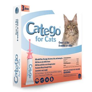 catego fast-acting flea and tick treatment for cats/kittens (over 1.5 lbs) kills fleas within 6 hours, prevents flea re-infestations