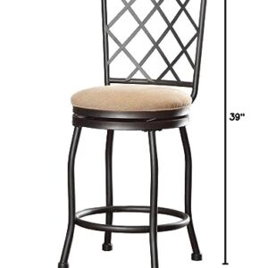 Homepop Home Decor | Metal Counter Height Bar Stools | 24" Bar Stools With Back | Decorative Home Furniture (Tan)