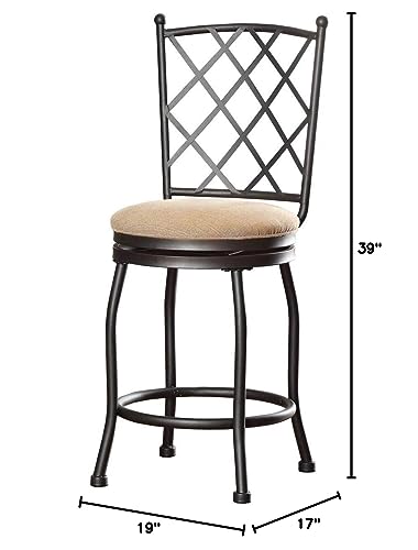 Homepop Home Decor | Metal Counter Height Bar Stools | 24" Bar Stools With Back | Decorative Home Furniture (Tan)