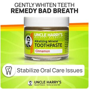 Uncle Harry's Pack of 2 Cinnamon Remineralizing Toothpaste | Natural Whitening Toothpaste Freshens Breath & Promotes Enamel | Vegan Fluoride Free Toothpaste (2 Pack of 3oz Jars)