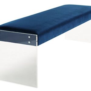 Tov Furniture Envy Blue Velvet/Acrylic Bench