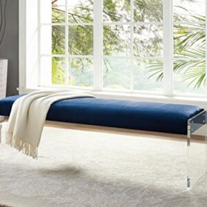 Tov Furniture Envy Blue Velvet/Acrylic Bench