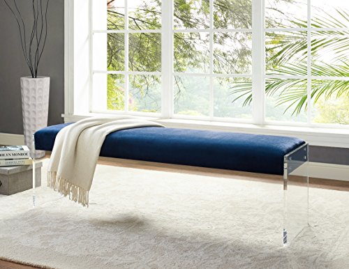 Tov Furniture Envy Blue Velvet/Acrylic Bench