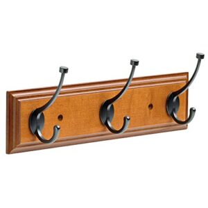 franklin brass fbpllt3-512-r 16" rail with 3 pilltop hooks in warm chestnut & soft iron
