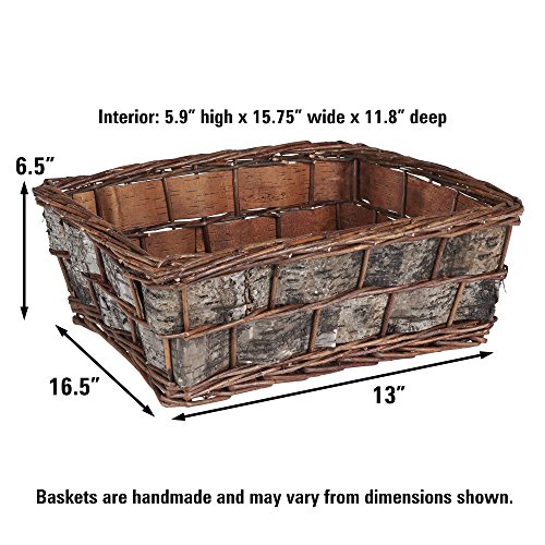 Household Essentials ML-3010 Decorative Wicker Basket | Handmade Storage Bin | Birch Bark