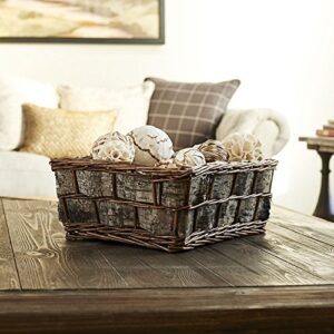 Household Essentials ML-3010 Decorative Wicker Basket | Handmade Storage Bin | Birch Bark