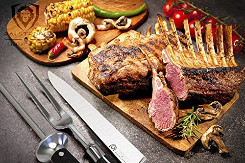 Dalstrong Carving Knife & Meat Fork Set - Gladiator Series Elite - 8" Honing Rod - Forged HC German Steel - 9 inch Carving Knife & Sheath - Hollow Ground Carving Set - Matching Fork - NSF Certified