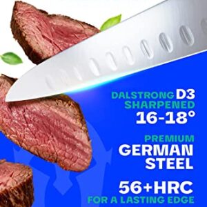 Dalstrong Carving Knife & Meat Fork Set - Gladiator Series Elite - 8" Honing Rod - Forged HC German Steel - 9 inch Carving Knife & Sheath - Hollow Ground Carving Set - Matching Fork - NSF Certified