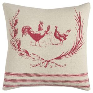 rizzy home t11036 decorative pillow, 20"x20", red/neutral/brown
