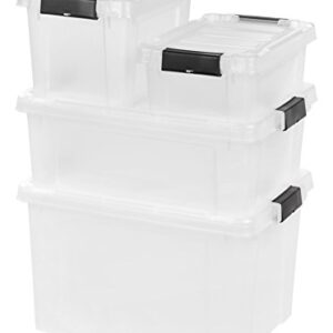 IRIS USA, Inc. 11.75 Gallon Store-it-All Heavy Duty Stackable Utility Tote, Clear with Black Buckle (586521)