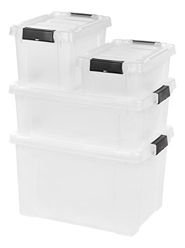 IRIS USA, Inc. 11.75 Gallon Store-it-All Heavy Duty Stackable Utility Tote, Clear with Black Buckle (586521)