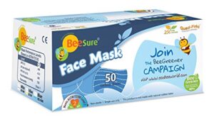 beesure be2100w ear loop face masks, white (pack of 50)