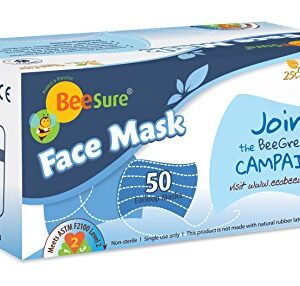 BeeSure BE2100W Ear Loop Face Masks, White (Pack of 50)