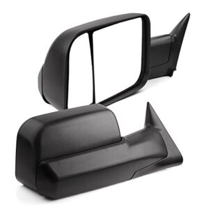 yitamotor towing mirrors compatible with dodge ram, manual flip up folding with support brackets tow mirrors, replacement for dodge ram 1994-2001 1500, ram 1994-2002 2500 3500 truck