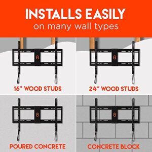 ECHOGEAR Low Profile Fixed TV Wall Mount for TVs Up to 80" - Holds Your Only 1.25" from The Pull String Locking System Easy Cable Access Big Hardware Assortment Simple Install