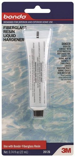 Bondo Fiberglass Resin Liquid Hardener, Designed For Interior and Exterior Use, 0.74 Fl oz, 1 tube