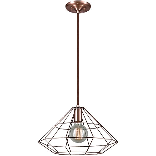 Novogratz x Globe Mahek 1-Light Cage Pendant, Copper, Satin Finish 65218