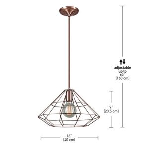 Novogratz x Globe Mahek 1-Light Cage Pendant, Copper, Satin Finish 65218