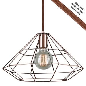 Novogratz x Globe Mahek 1-Light Cage Pendant, Copper, Satin Finish 65218