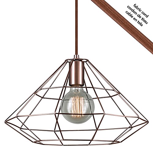 Novogratz x Globe Mahek 1-Light Cage Pendant, Copper, Satin Finish 65218